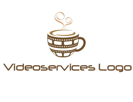 creative film reel coffee mug logo