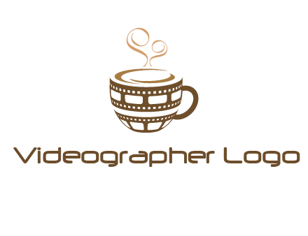 creative film reel coffee mug logo
