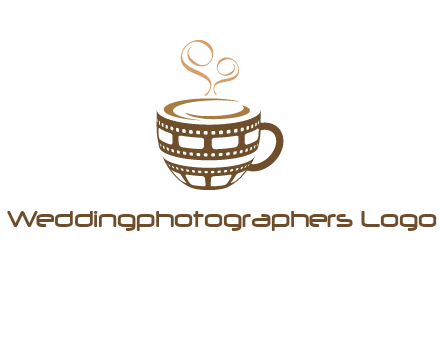 creative film reel coffee mug logo