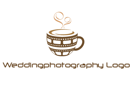 creative film reel coffee mug logo