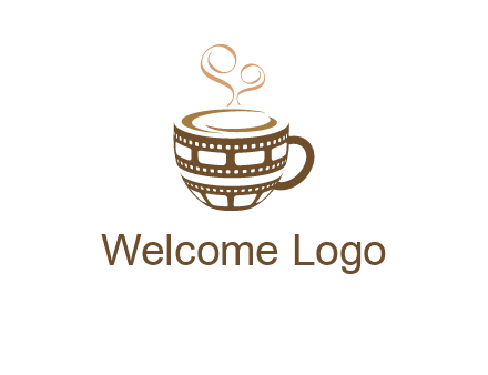 creative film reel coffee mug logo
