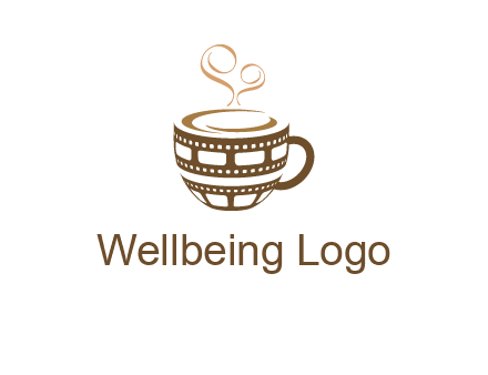 creative film reel coffee mug logo