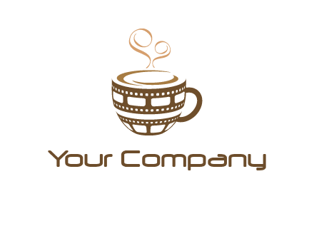 creative film reel coffee mug logo