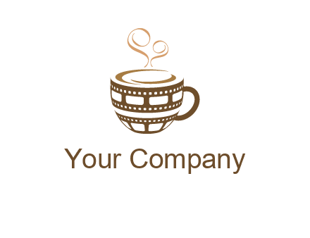 creative film reel coffee mug logo