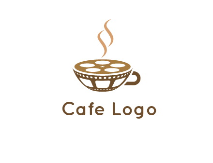 creative film reel coffee cup logo