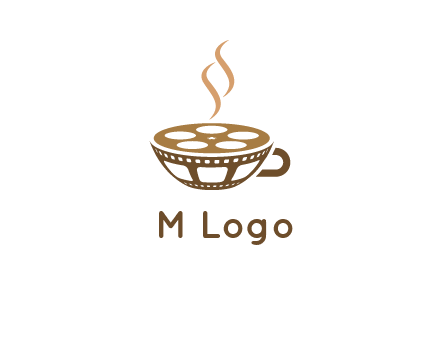 creative film reel coffee cup logo