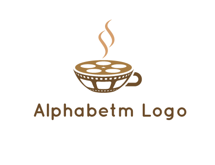 creative film reel coffee cup logo