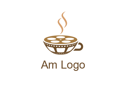 creative film reel coffee cup logo