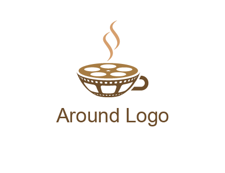 creative film reel coffee cup logo