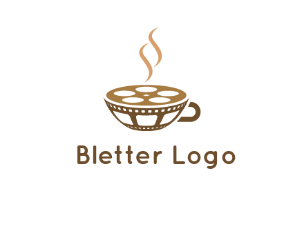 creative film reel coffee cup logo