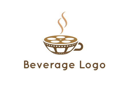 creative film reel coffee cup logo