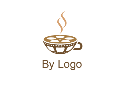 creative film reel coffee cup logo