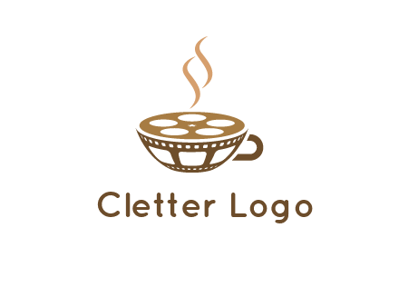 creative film reel coffee cup logo