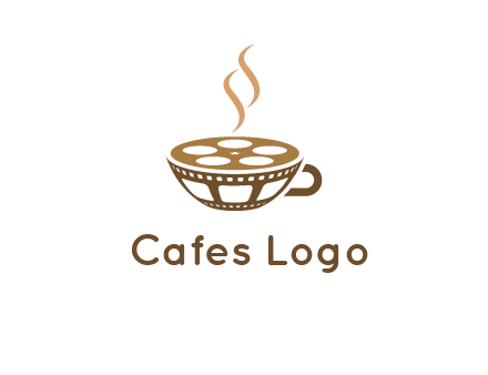 creative film reel coffee cup logo
