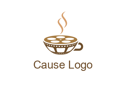 creative film reel coffee cup logo