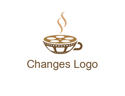 creative film reel coffee cup logo