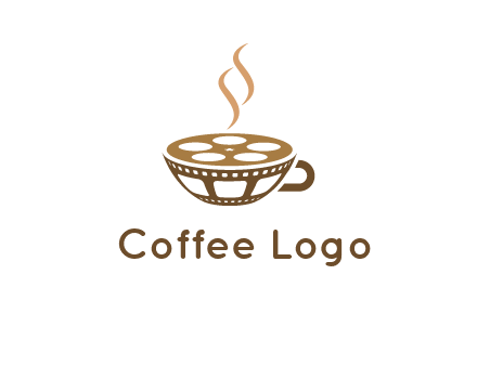 creative film reel coffee cup logo