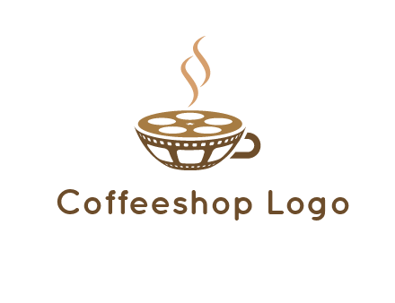 creative film reel coffee cup logo