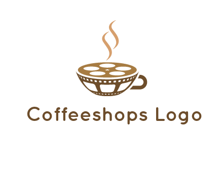 creative film reel coffee cup logo