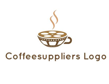 creative film reel coffee cup logo