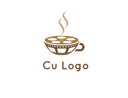 creative film reel coffee cup logo