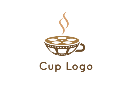 creative film reel coffee cup logo