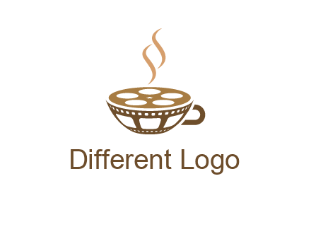 creative film reel coffee cup logo
