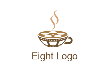 creative film reel coffee cup logo