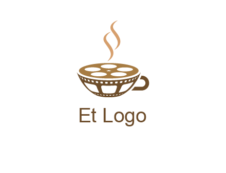 creative film reel coffee cup logo