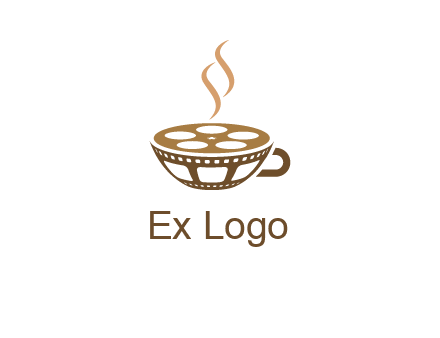 creative film reel coffee cup logo