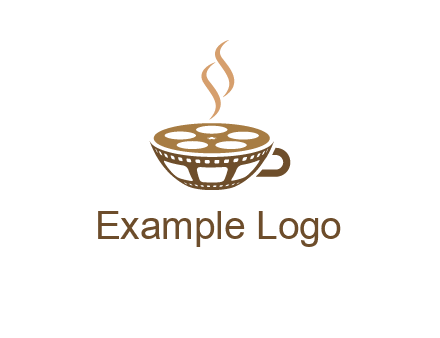 creative film reel coffee cup logo