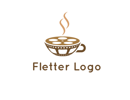 creative film reel coffee cup logo