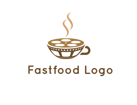 creative film reel coffee cup logo
