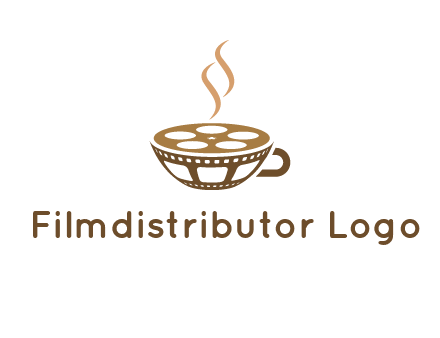 creative film reel coffee cup logo