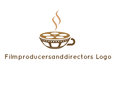 creative film reel coffee cup logo