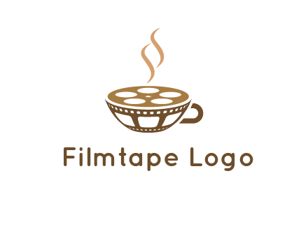 creative film reel coffee cup logo