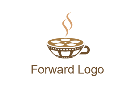 creative film reel coffee cup logo