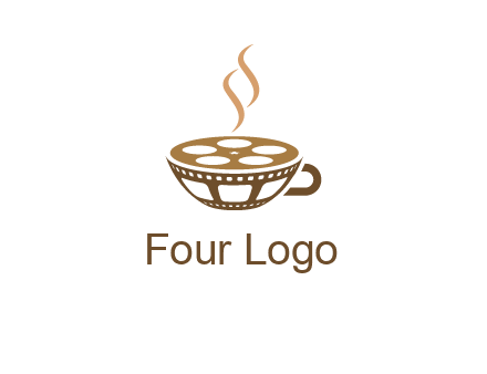 creative film reel coffee cup logo
