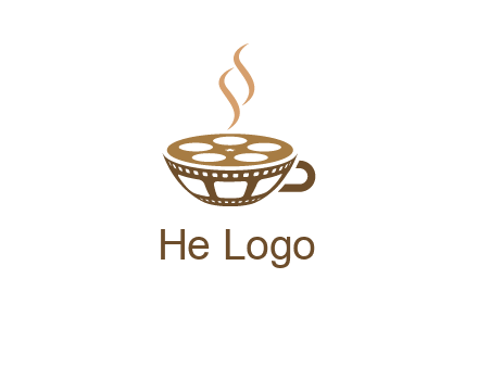 creative film reel coffee cup logo