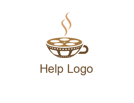 creative film reel coffee cup logo