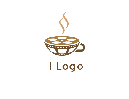 creative film reel coffee cup logo