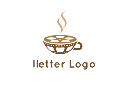 creative film reel coffee cup logo