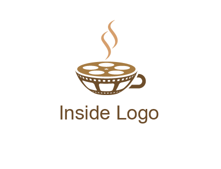 creative film reel coffee cup logo