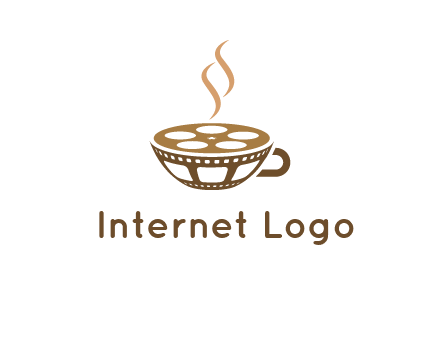 creative film reel coffee cup logo
