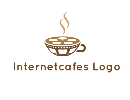 creative film reel coffee cup logo