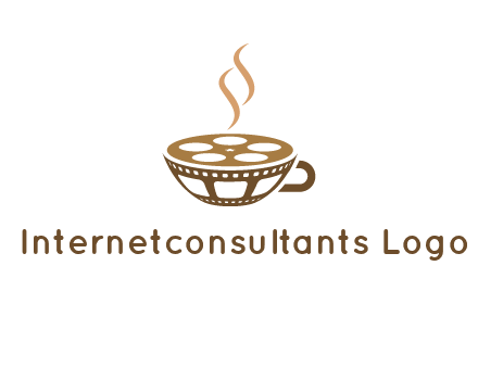 creative film reel coffee cup logo