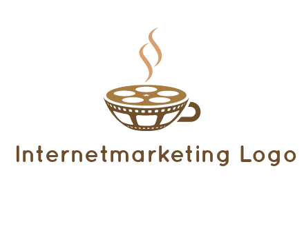creative film reel coffee cup logo