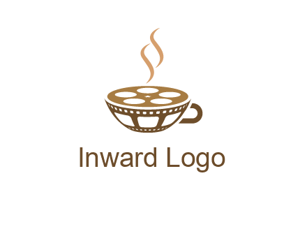creative film reel coffee cup logo