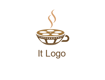 creative film reel coffee cup logo