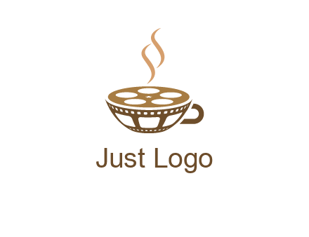 creative film reel coffee cup logo